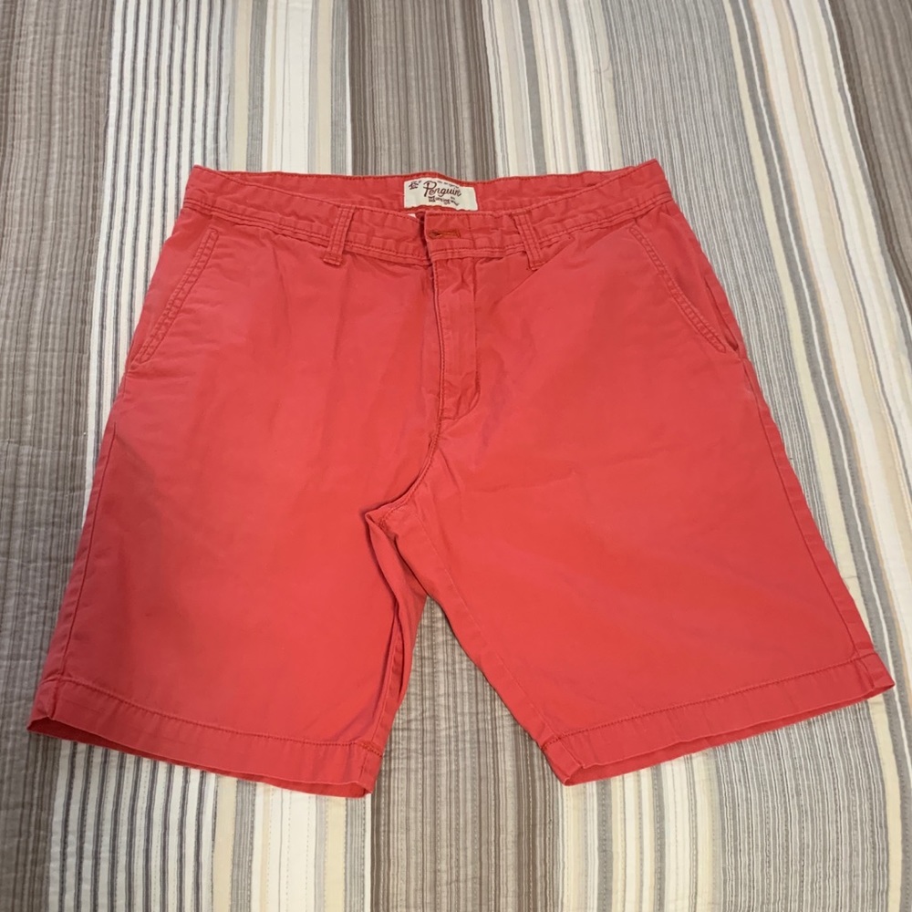 Penguin red chino shorts gently worn